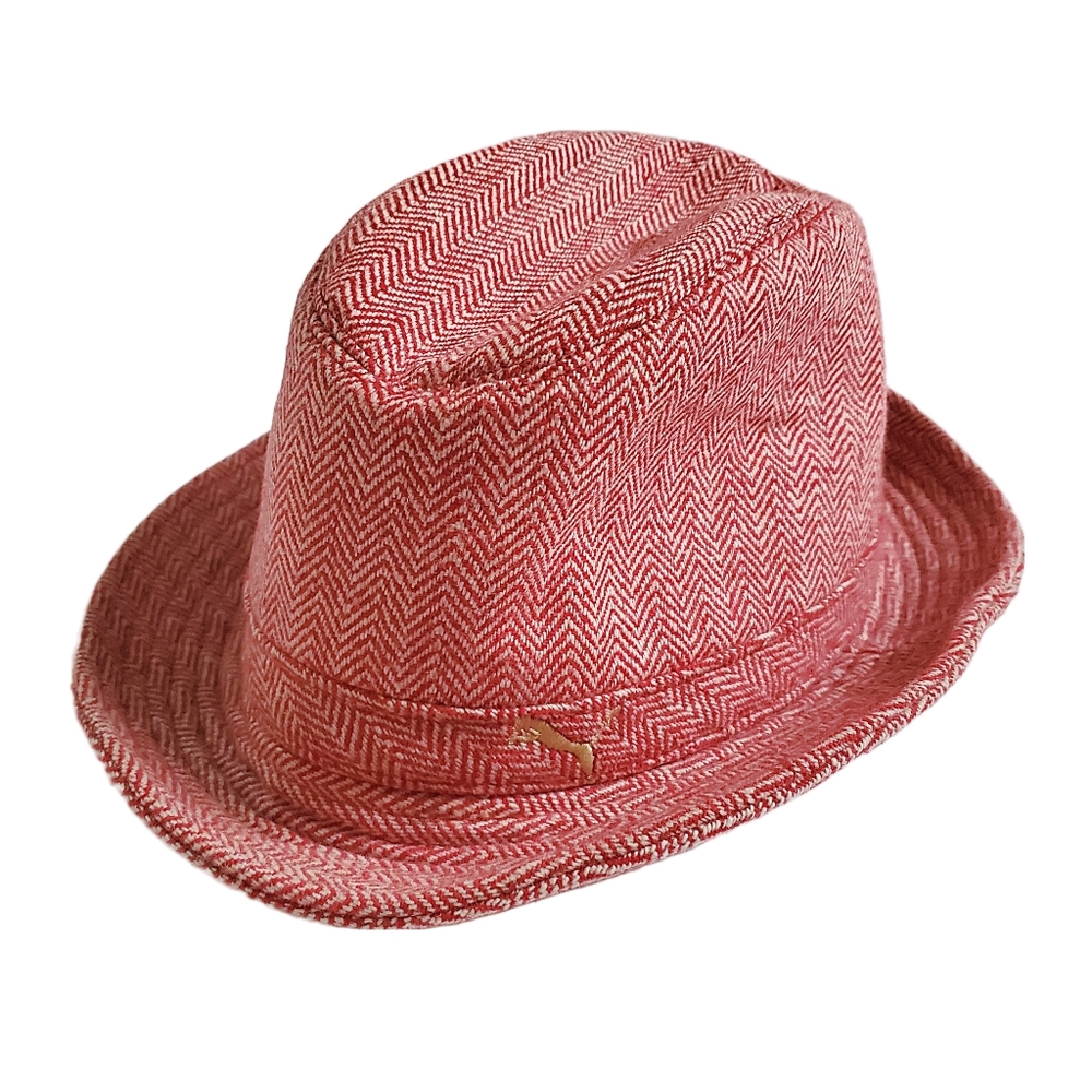 PUMA Herringbone Fedora Hat - Vintage Late 90's - Excellent - Red, Large / XL